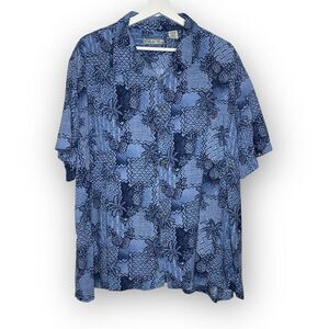 Batik Bay Pineapple Tropical Hawaiian Style Leisurewear Blue Shirt Men’s 3XB